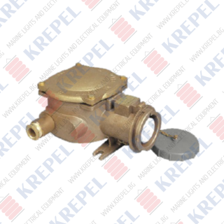 Brass socket for marine applications, 4P, 380/440V, 32A, two cable gland - right
